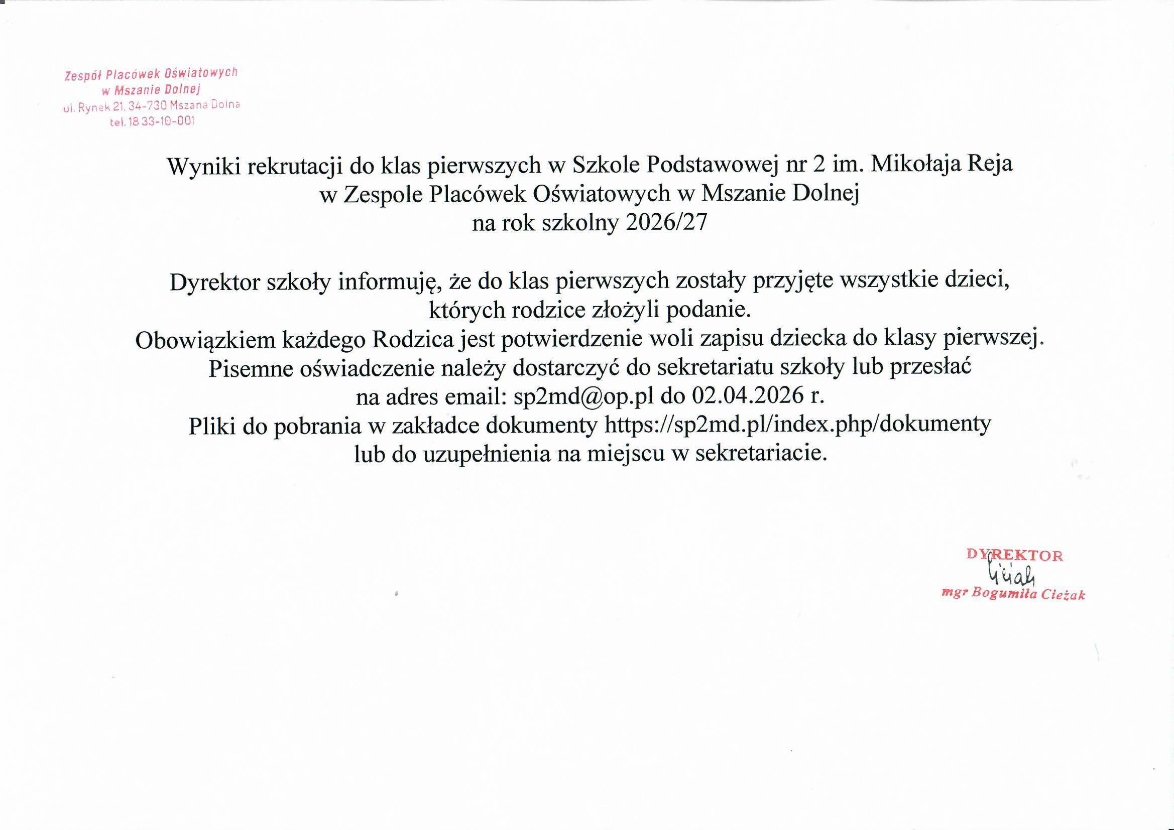 wyniki rekrutacji2026