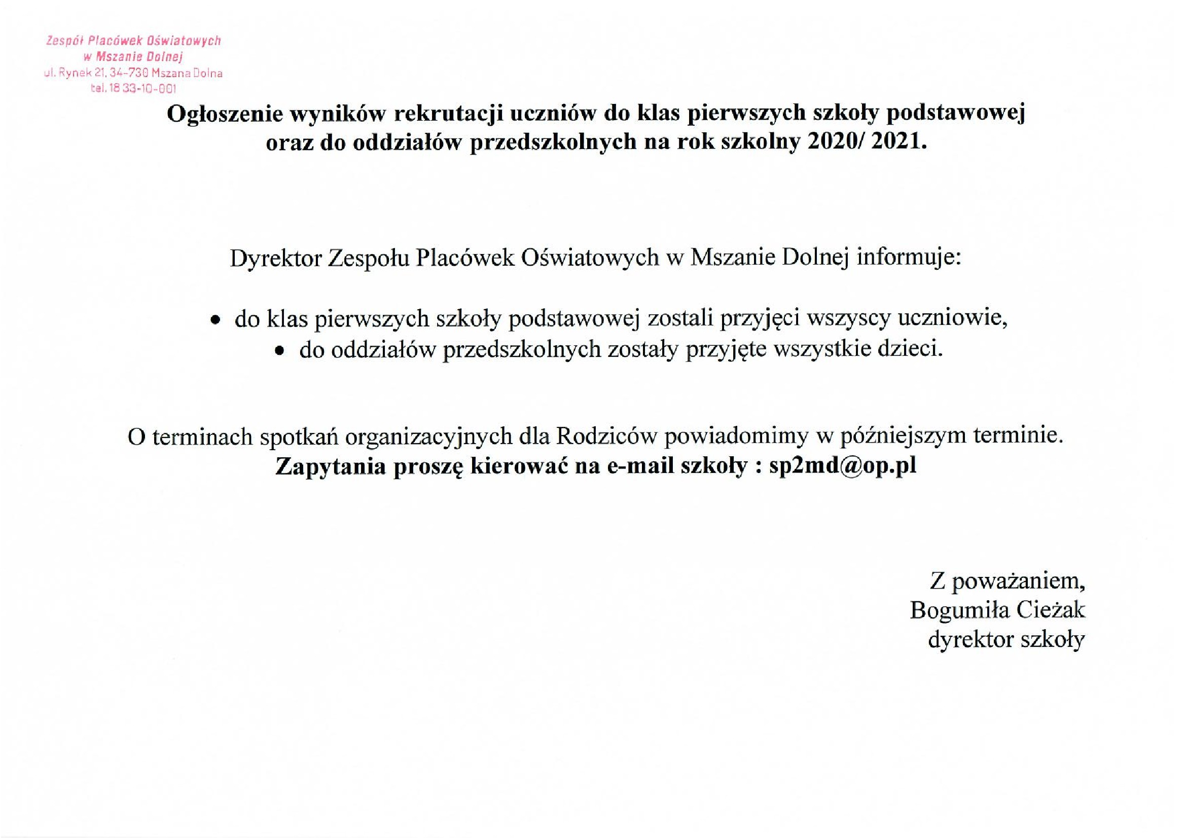 wyniki rekrutacji